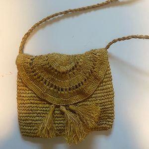 Yellow straw purse